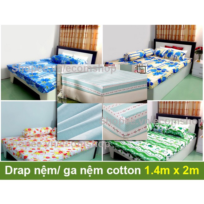 Drap nệm (ga nệm) cotton bền đẹp 1.4m*2m (giao màu ngẫu nhiên)