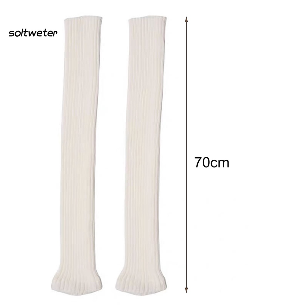 Vớ ống dài đan len mềm mại giữ ấm chân cho hoạt động ngoài trời tiện dụng