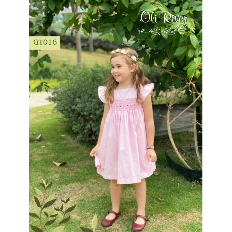 Váy smock hồng Oli River Kids cánh tiên siêu cute dành cho bé