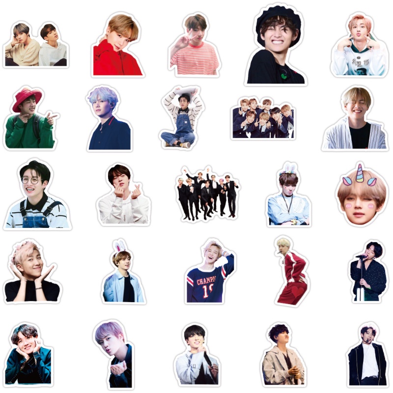 Set 50 Miếng Dán BTS Chống Nước Trang Trí Chai Nước / Laptop / Tạp Chí Ốp