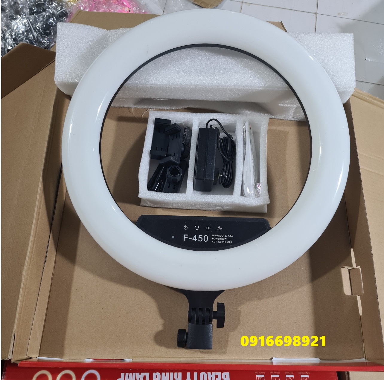 Đèn Lẻ 45cm 3 Kẹp Livestream Ring Spa Studio Có Sạc Điện Thoại