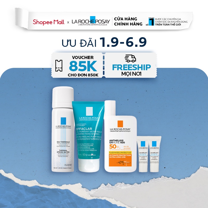 Bộ sản phẩm giảm mụn, làm dịu và bảo vệ da khỏi tia UVA dài La Roche-Posay Anthelios UV Mune 400