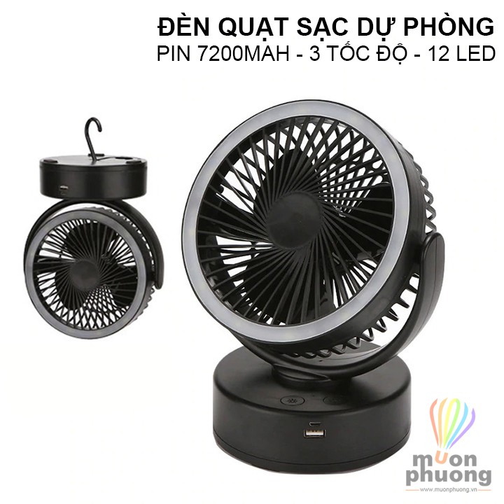 [FRSHP70K] Đèn quạt tích điện LED sạc pin dự phòng sử dụng văn phòng cắm trại dã ngoại - MUÔN PHƯƠNG SHOP