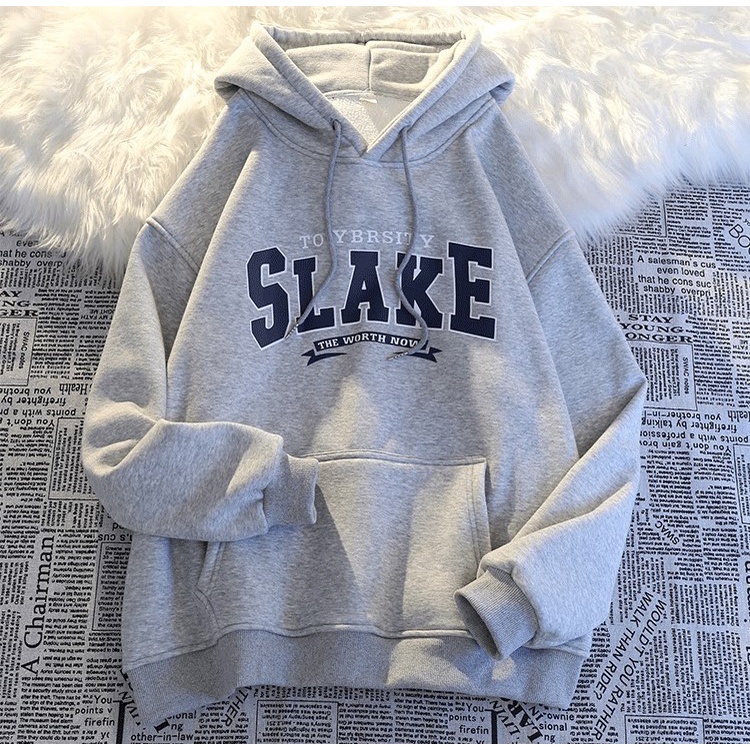 Áo hoodie nam nữ form rộng 2N Unisex nỉ bông Slake màu xanh/xám/đen