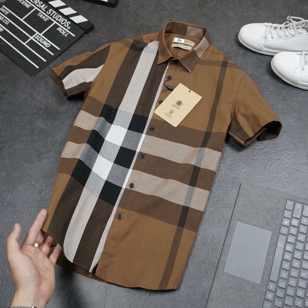Áo sơ mi nam ngắn tay BBR kẻ nhiều màu caro ,chất liệu cotton thoáng mát, không nhăn, không bai xù BBR