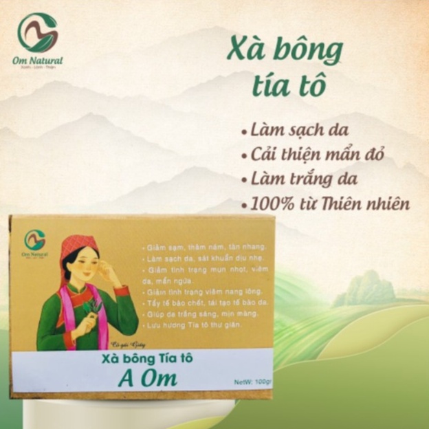 Xà Bông Tía Tô Dưỡng Trắng, Giảm Nám A Om 100g