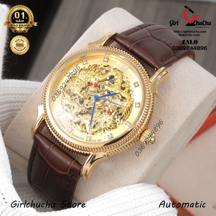 Đồng hồ nam Tevise cơ rồng đôi chạy cơ tự động, thiết kế lộ máy cơ nhìn sang trọng, đẳng cấp doanh nhân (phong thủy)