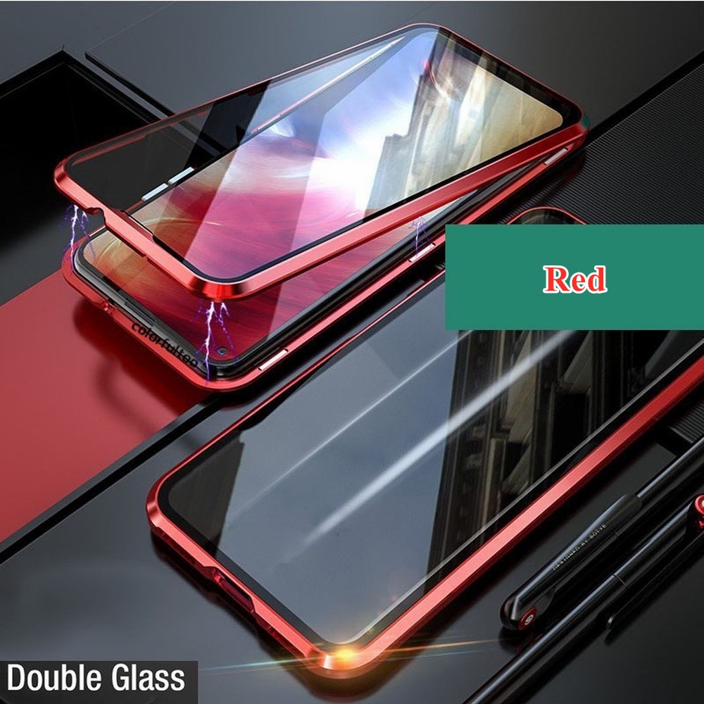Ốp điện thoại mặt kính cường lực viền khung kim loại từ tính cho iPhone 6 7 8 Plus