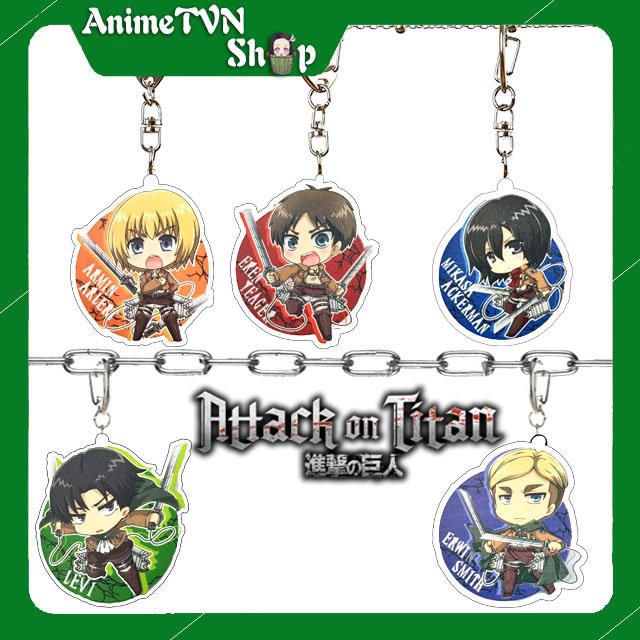 Móc khoá Mica dây xịn anime Attack on Titan (Shingeki no Kyojin) (Mẫu 2 Bảng tên) - Nhựa Cứng Acrylic In 2 mặt sắc nét