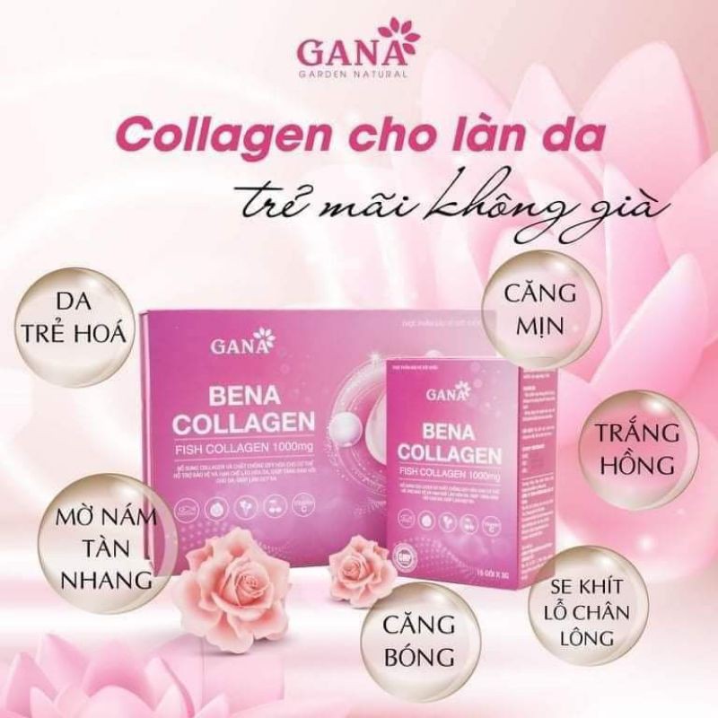 Bena collagen gana  hộp 30 gói- chống lão hoá, giúp da căng bóng, khoẻ từ bên trong
