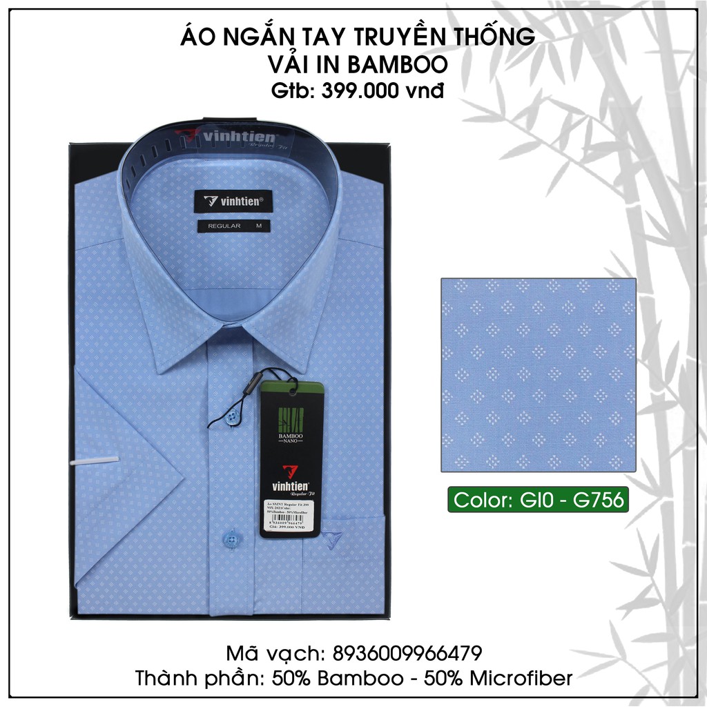 Áo Sơ Mi Bamboo Ngắn Tay Dáng Regular Vĩnh Tiến G756