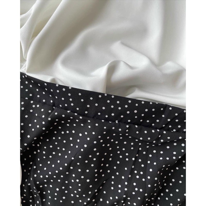 Set áo trắng cổ bèo mix chân váy bi dài (Có ảnh và video thật) | BigBuy360 - bigbuy360.vn