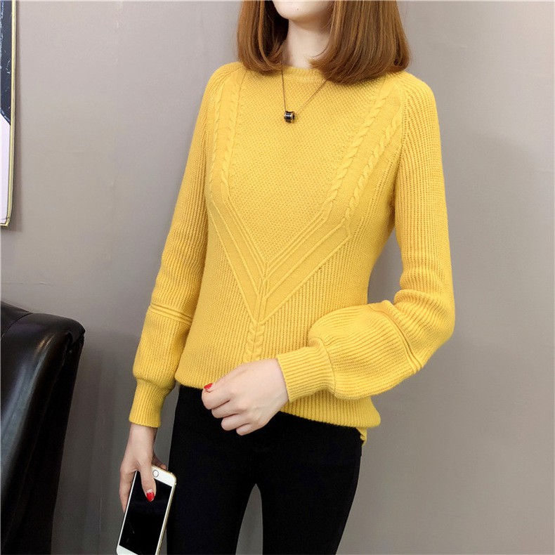 Áo len nữ cổ tròn tay dài chất len dày dặn Al58