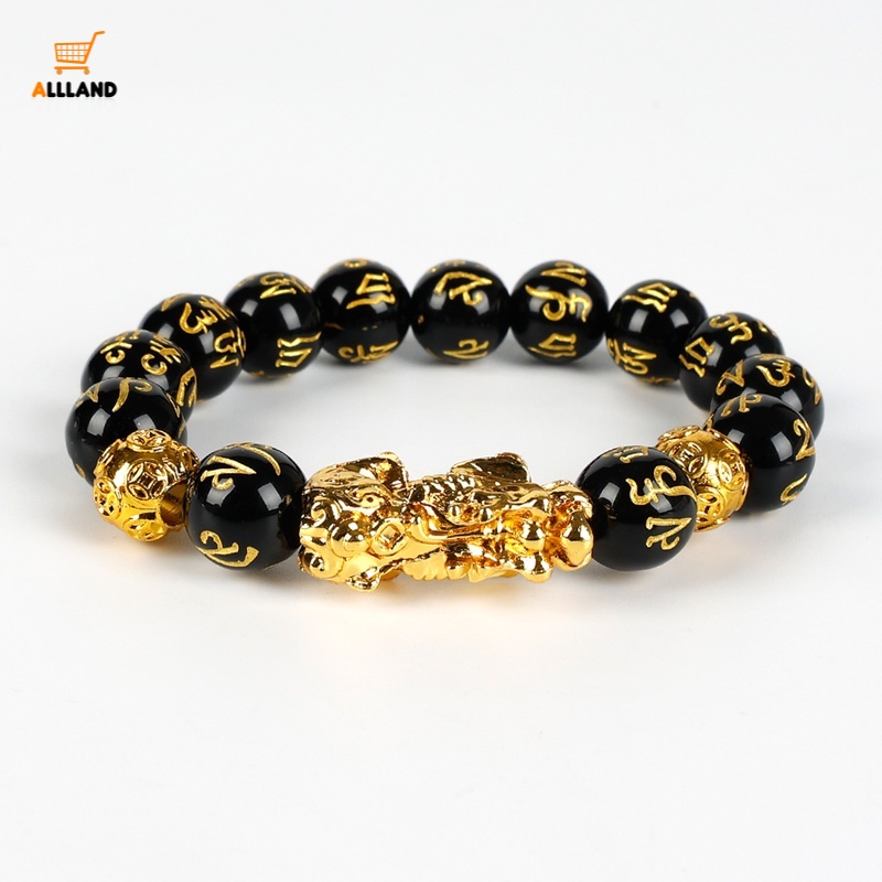 Vòng Đeo Tay Xâu Hạt Đá Obsidian Phong Cách Trung Hoa