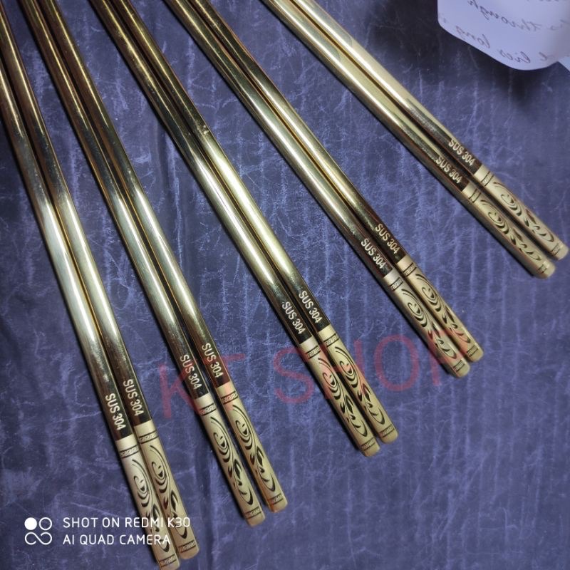 5 đôi đũa vuông hàn quốc inox 304 mạ vàng