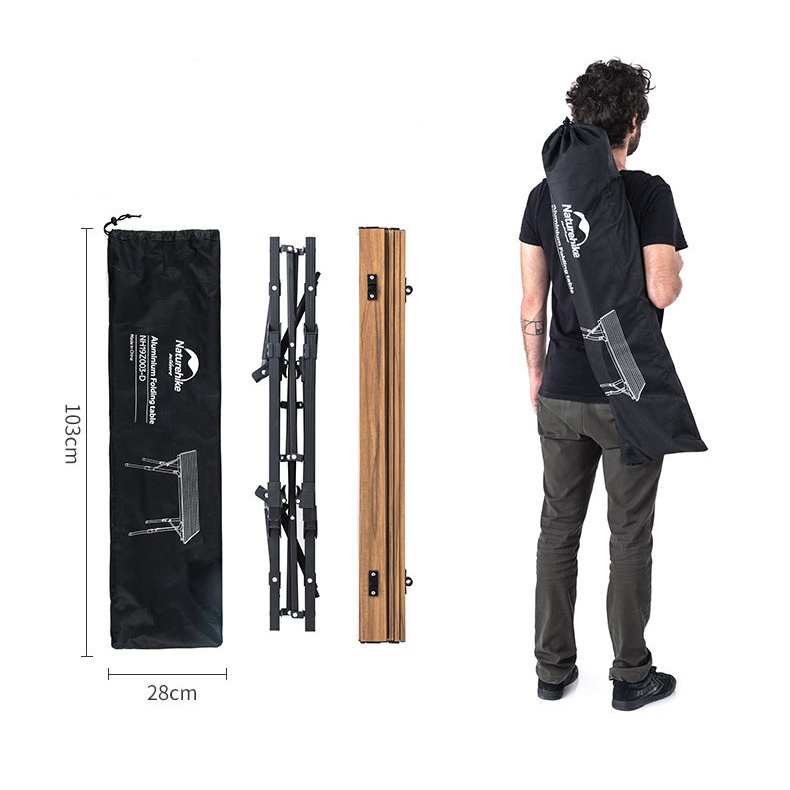 Bàn dã ngoại hợp kim vân gỗ vintage Naturehike NH19Z003-D MW03