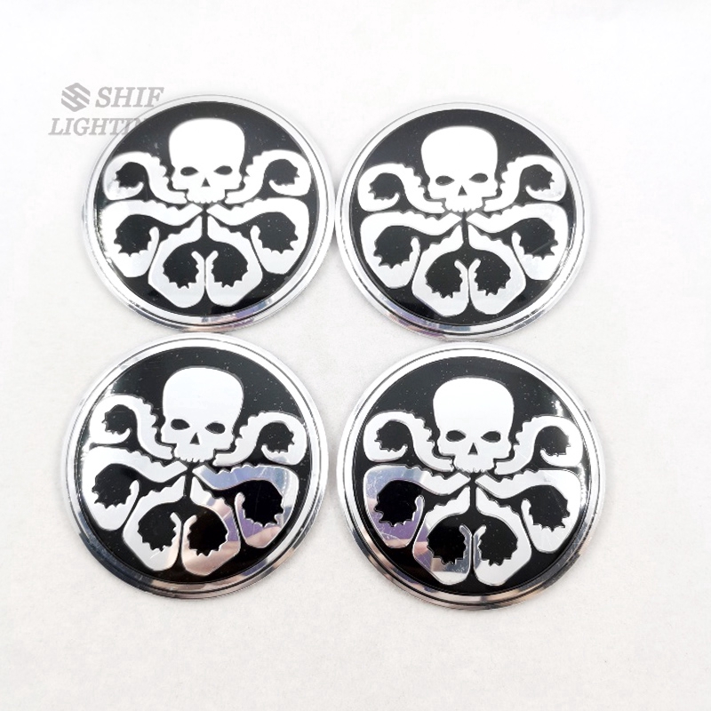 4 X 56mm Hail Hydra Marvel Shield Avenger Logo Auto Car Wheel Hub Center Caps Covers Emblem Sticker