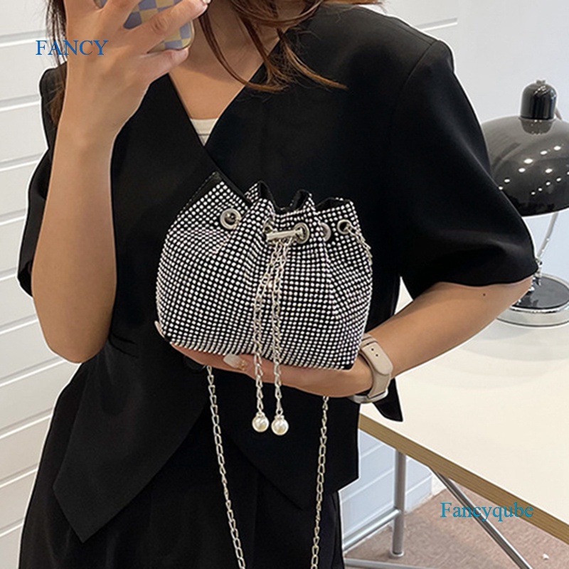 Túi Đeo Chéo Nhỏ Đính Đá Lấp Lánh Thời Trang Cho Nữ
