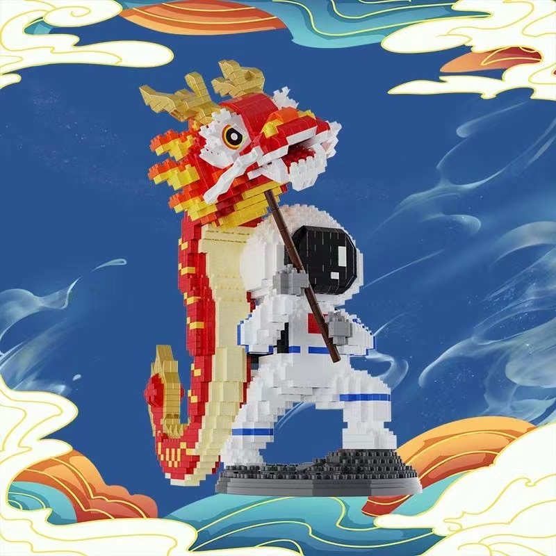 Bộ Đồ Chơi Lắp Ráp Mô Hình Mini Hình Phi Hành Gia Rồng Sư Tử Sáng Tạo Cho Trẻ Em