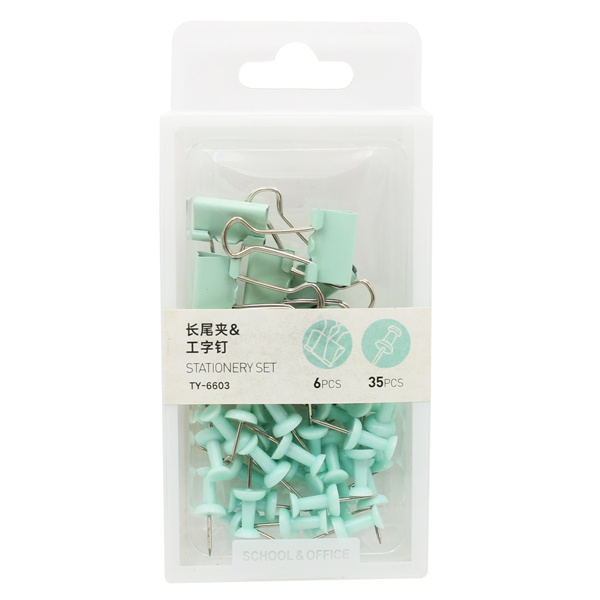 Hộp 41 Kẹp Ghim Văn Phòng - XiaoQingWa TY-6603 - Màu Xanh Mint