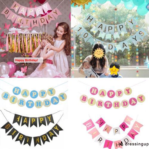 Bộ dây cờ trang trí tiệc sáng tạo chữ "Happy Birthday"