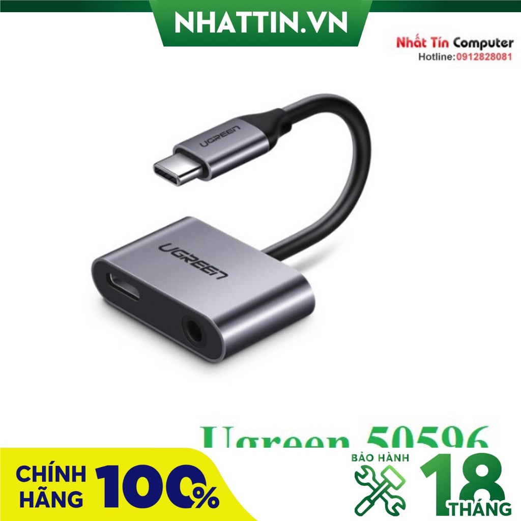 Cáp chuyển đổi USB type-C to 3,5mm hỗ trợ cổng sạc USB-C chính hãng Ugreen 50596