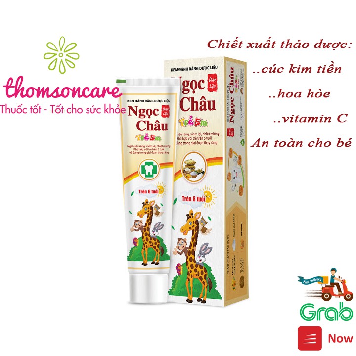 Kem đánh răng cho bé từ thảo dược - Ngọc Châu - Tuýp 70g - cho trẻ từ 6 tuổi, giai đoạn thay răng sữa