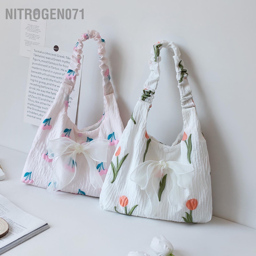 Nitrogen071 Nitrogen071 Túi đeo vai Dễ thương Phong cách Dung lượng lớn Mùa hè Tất cả Phù hợp Hoa Tote đi học