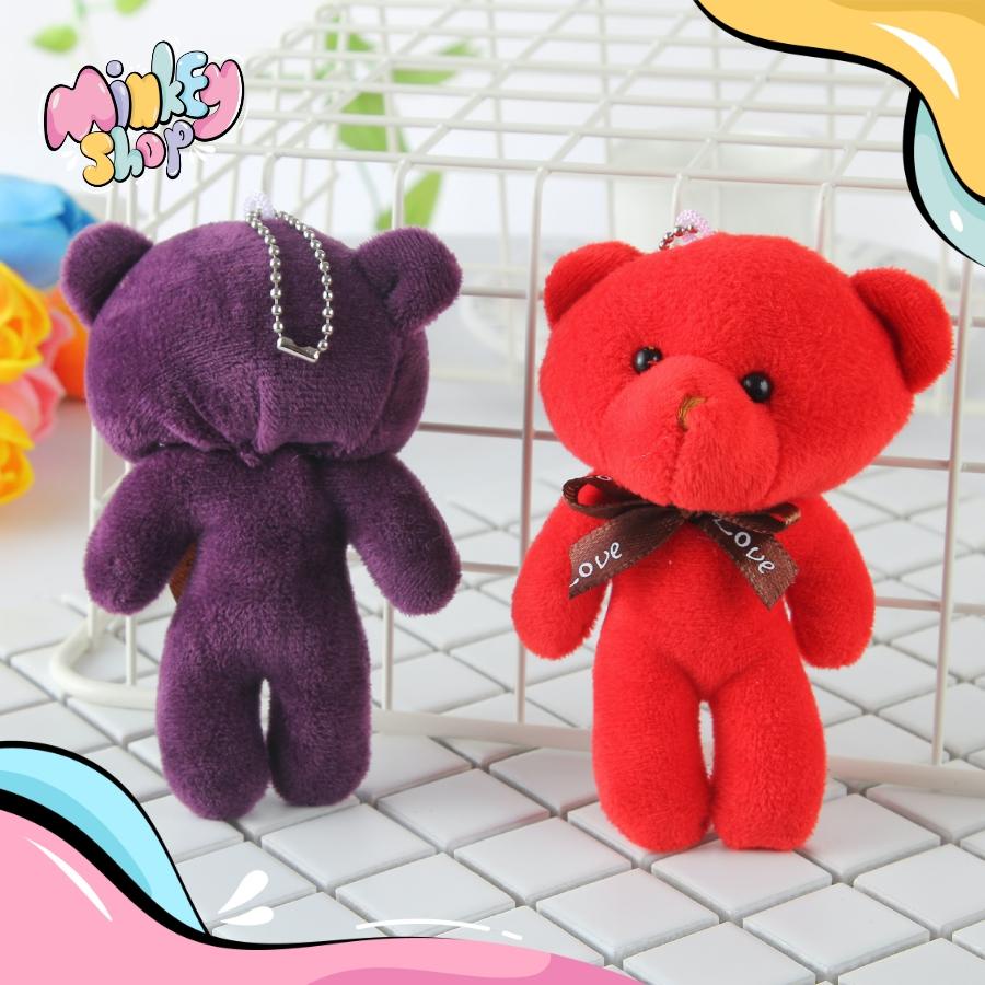 Móc khóa gấu bông đeo nơ dễ thương cute với nhiều màu phụ kiện túi xách 02MKG -Minkey