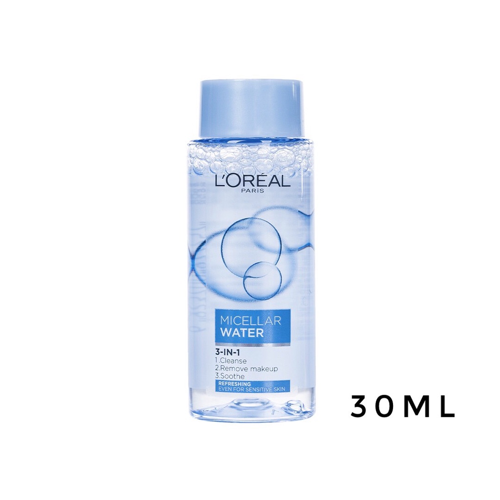 [Minisize 30ml] Nước Tẩy Trang L'Oreal Tươi Mát Cho Da Dầu, Hỗn Hợp Micellar Water 3-in-1 Refreshing Even For Sensitive