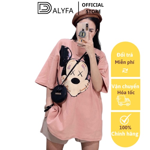 Áo Phông Tay Lỡ In Hình Mickey DALYFA Áo Thun Nữ Unisex Chất Cotton Cao Cấp Mặc Dấu Quần Cực Chất CD051