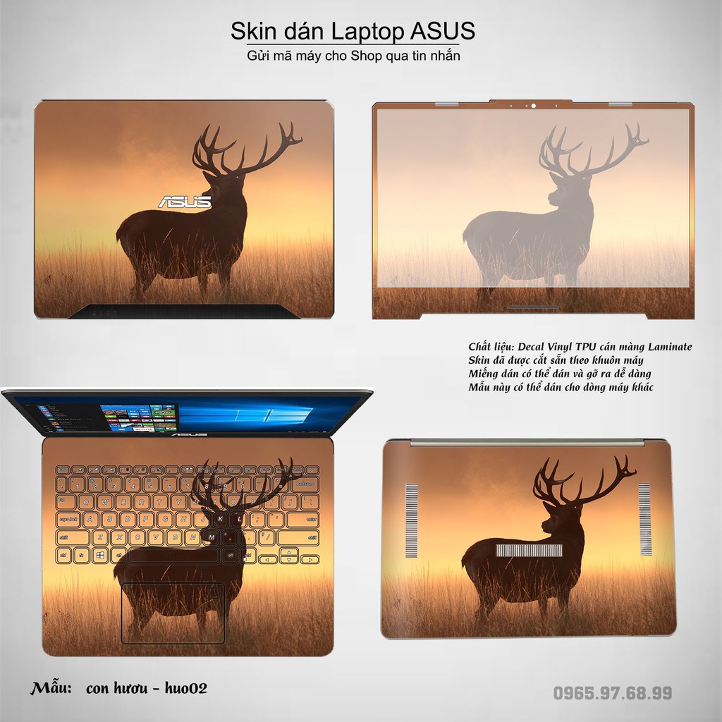 Skin dán Laptop Asus in hình Con hươu (inbox mã máy cho Shop)