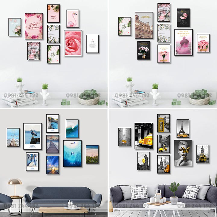 Bộ 9 Tranh Treo Tường Phòng Khách Đẹp Mắt, Nghệ Thuật, Hiện Đại mới nhất 2021 | Tranh Decor 3H