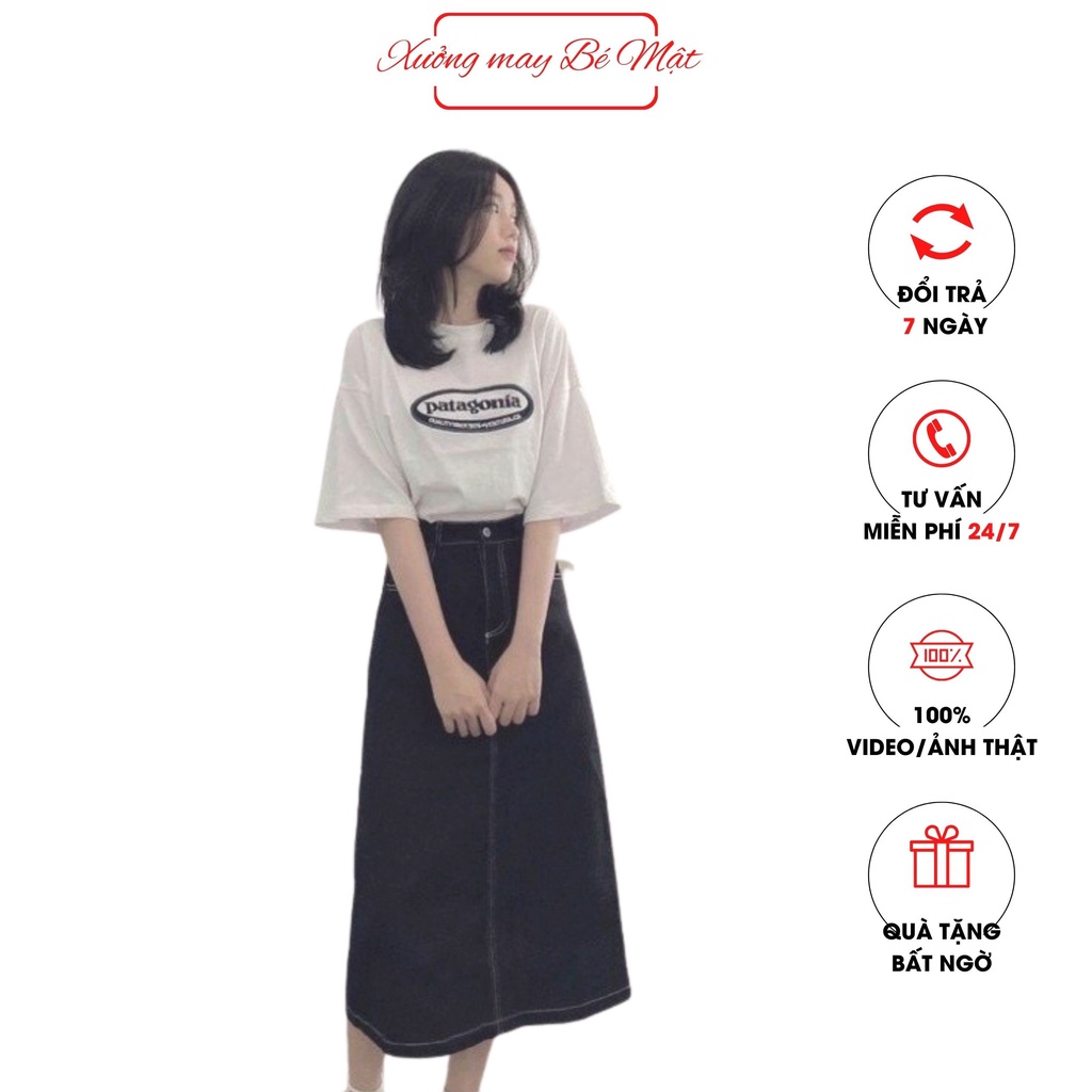 Chân váy bò chữ A xẻ ngắn . Chân váy công sở lưng cao xẻ tà màu trơn dễ phối đồ trẻ trung thanh lịch