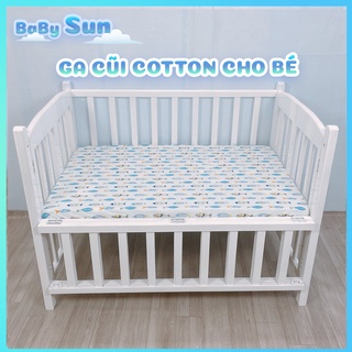Ga cũi cho bé babysun ga chun nệm cũi cho bé chất liệu cotton 100% mềm mịn mát nhiều màu sắc và kích thước đệm cũi