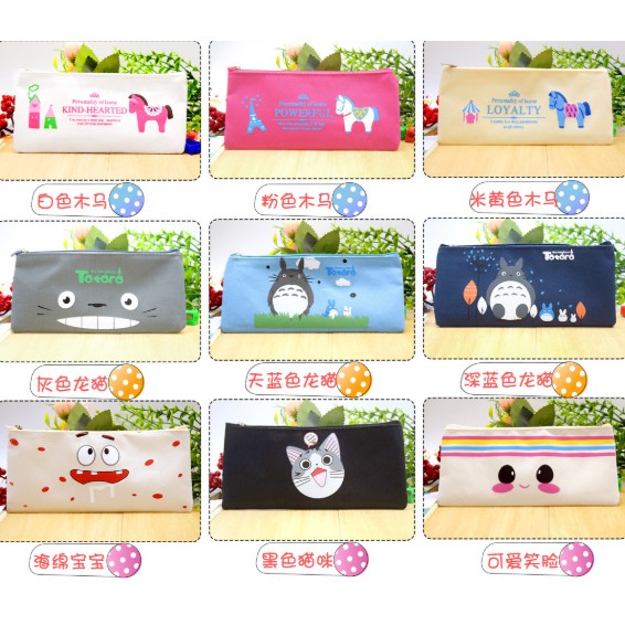 Túi đựng viết vải bố hoạt hình dễ thương