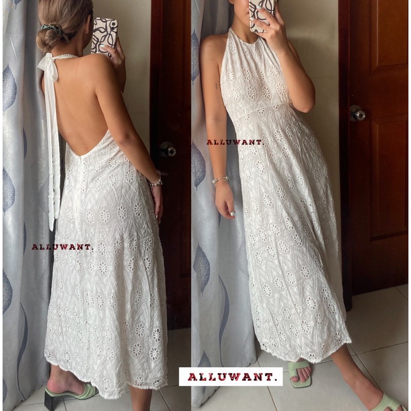 Váy đầm maxi ren đục lỗ XK