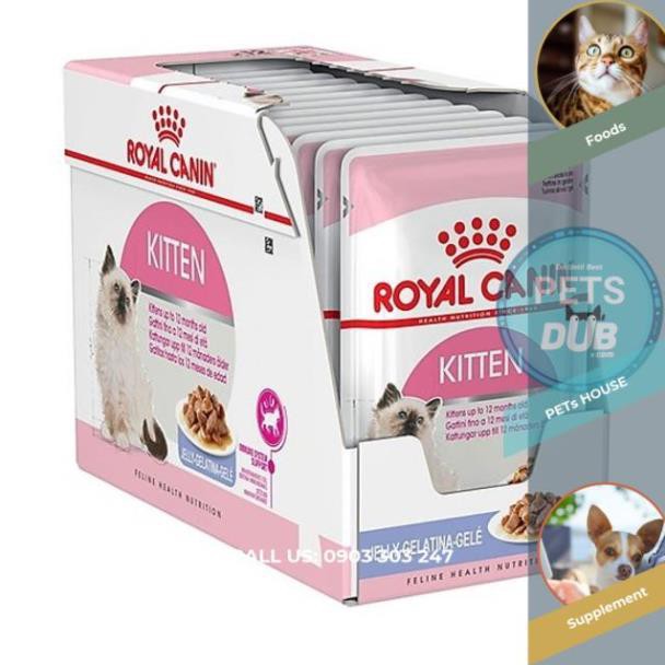 ROYAL CANIN KITTEN , HỘP 12 GÓI HẠT ƯỚT CHO MÈO CON. (PETs dub)