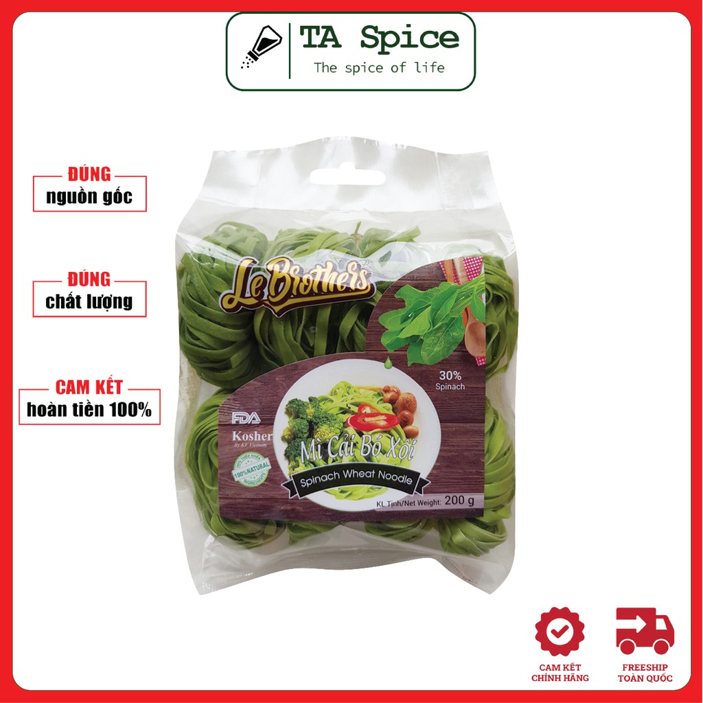 Mì cải bó xôi Le Brother - Duy Anh Foods Spinach Wheat Noodle- Tự nhiên 100% an toàn cho bé ăn dặm, giảm cân KETO