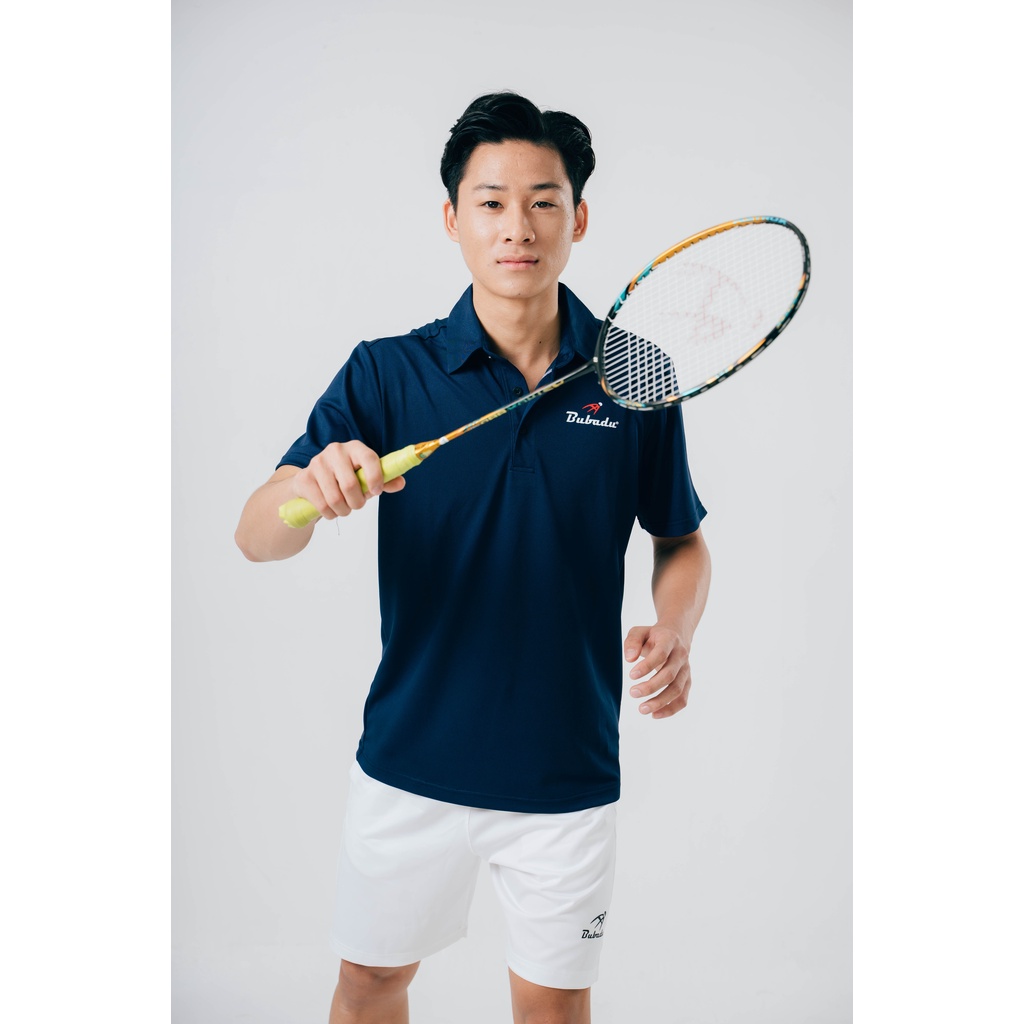 ÁO CẦU LÔNG POLO CÓ CỔ MÀU XANH THAN CHÍNH HÃNG BUBADU