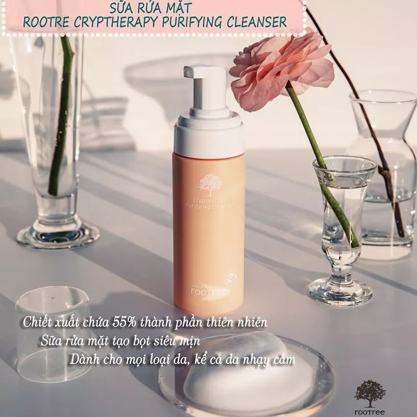 Sữa Rửa Mặt Tạo Bọt Rootree Cryptherapy Purifying Cleanser (Dưỡng ẩm,căng bóng da) | BigBuy360 - bigbuy360.vn