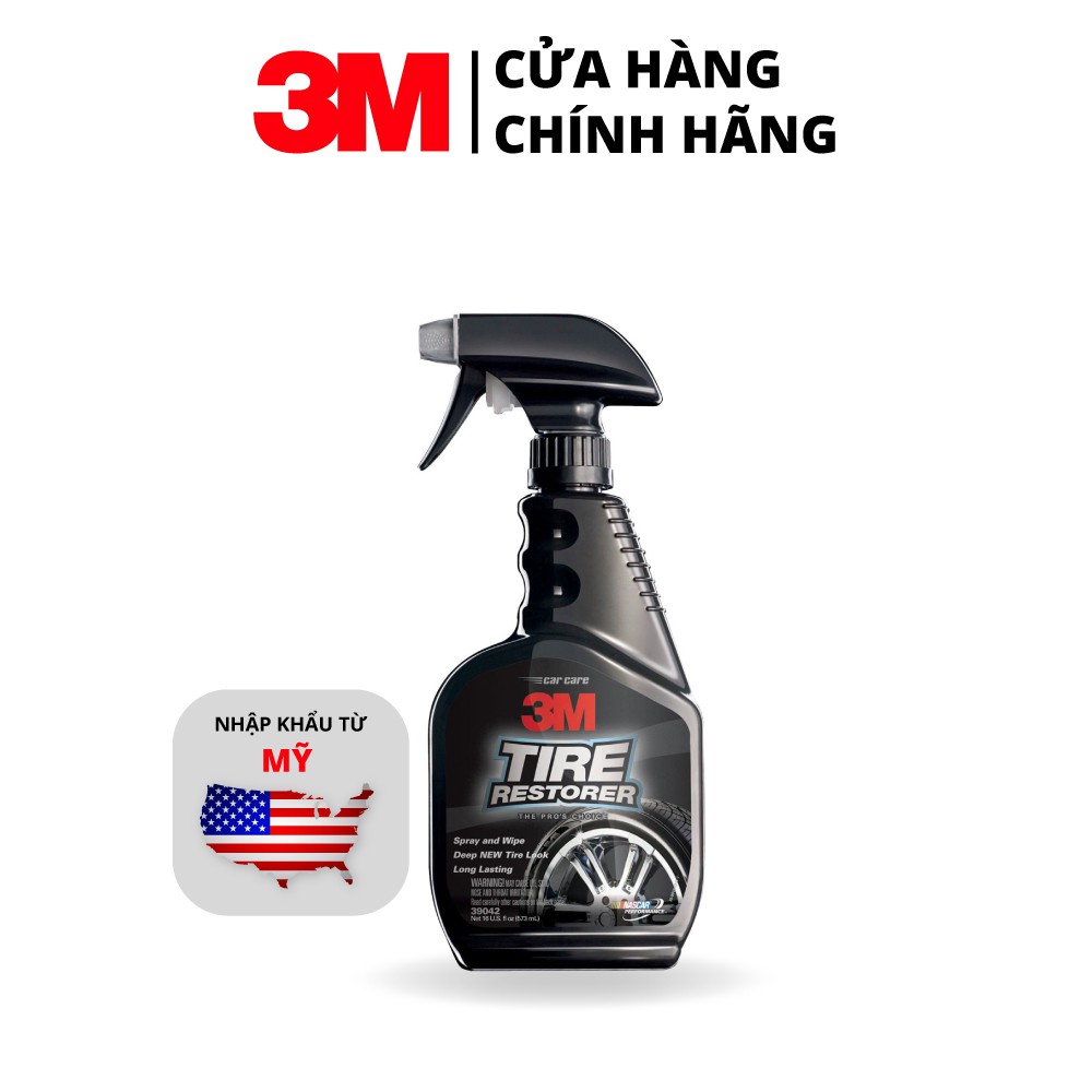 Chai Xịt Bảo Dưỡng Và Phủ Bóng Lốp Xe 3M Tyre Restorer 39042 437ml - Tặng miếng thơm - Voucher giảm 20%