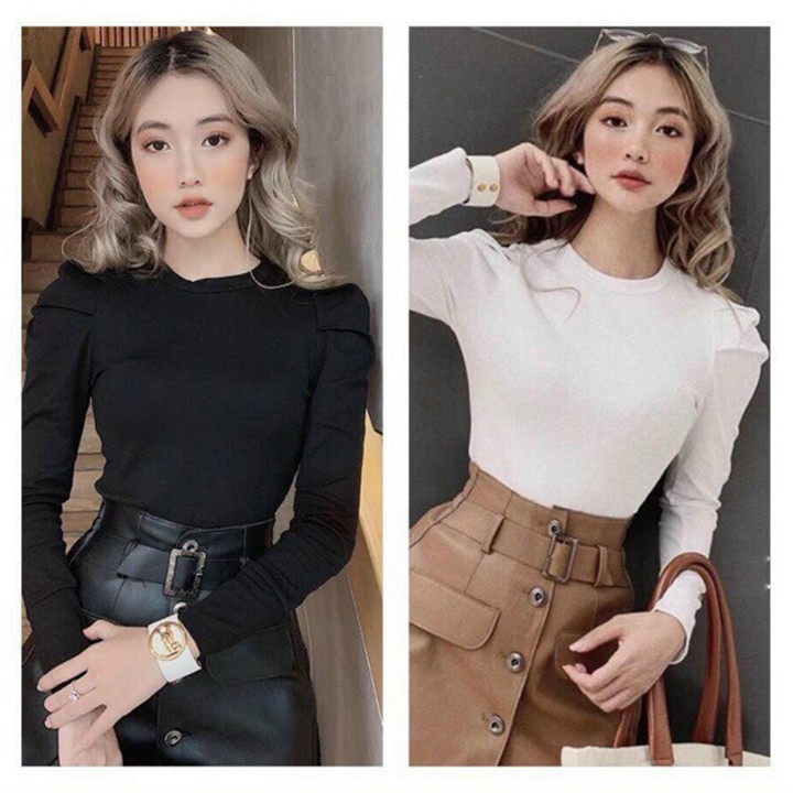 Áo croptop ❄ FREESHIP ❄ Áo thun nữ tay dài vai phồng thời trang XIXO ATN0029