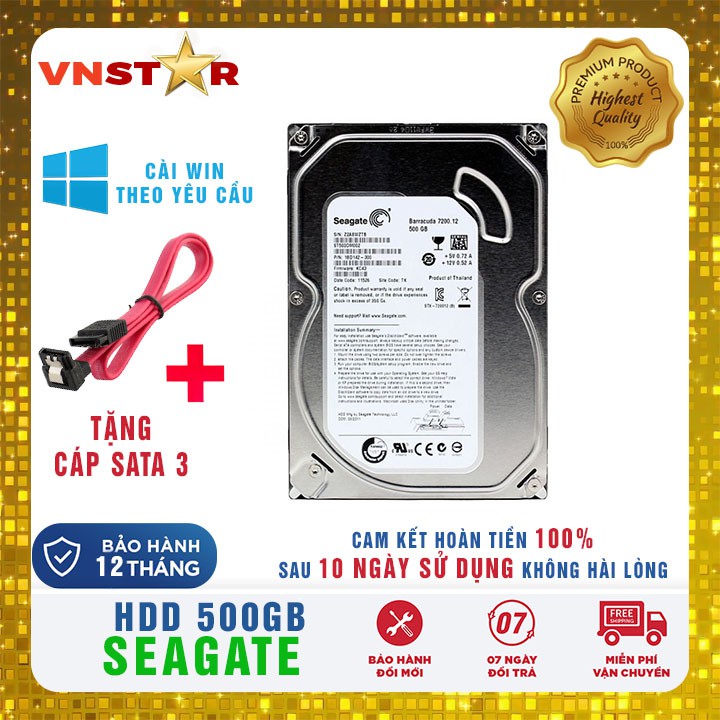 Ổ Cứng HDD Seagate 500GB (Tặng Cáp Sata 3) - Nhập Khẩu Từ Nhật Bản Hàn Quốc Mới 99% - Bảo Hành 12 Tháng 1 Đổi 1