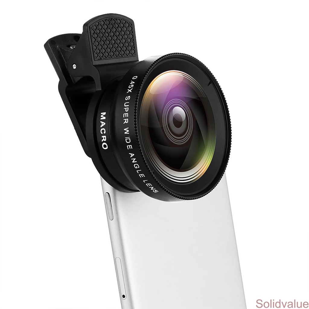 Ống kính góc siêu rộng 0 45x và 12 5x marco 2 trong 1 thích hợp cho điện thoại di động iPhone Android