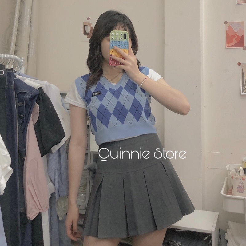 Chân váy xếp ly bản to cạp cao style ulzzang | BigBuy360 - bigbuy360.vn