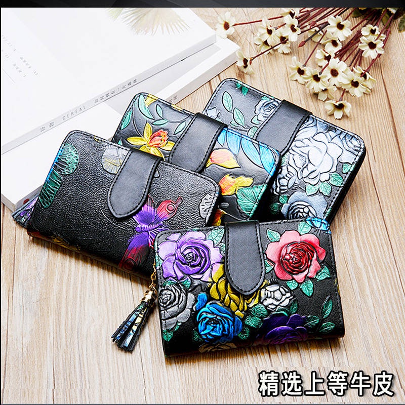 Women's Wallet Women's Short Genuine Leather Card Holder Student Korean Style Social Small Wallet Mini Coin Purse Folding Fashion