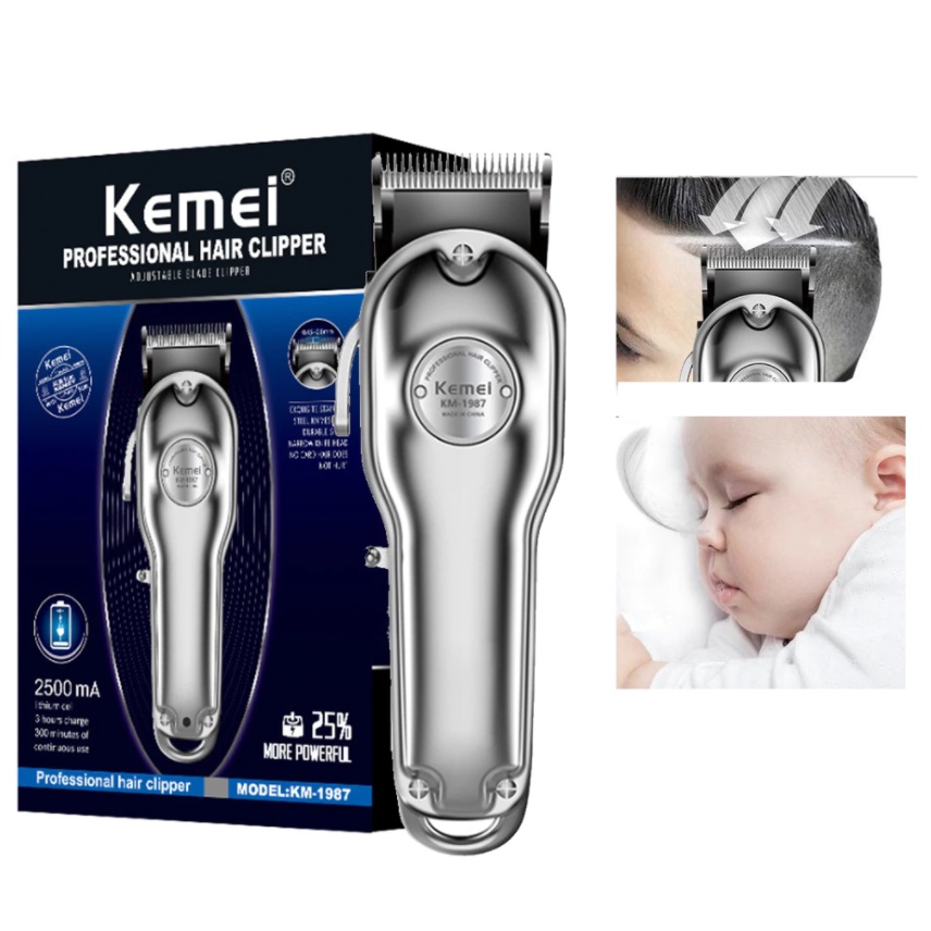 Tông Đơ Cắt Tóc Kemei KM 1987 - Cao Cấp - Chính Hãng - Chuyên Nghiệp - Babe Shop - Salon Tóc - Bảo Hành 12 Tháng