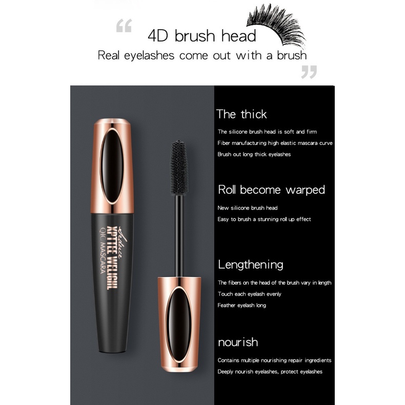 Mascara Sợi Tơ 4D Màu Đen Chống Thấm Nước Chuốt Dài Mi