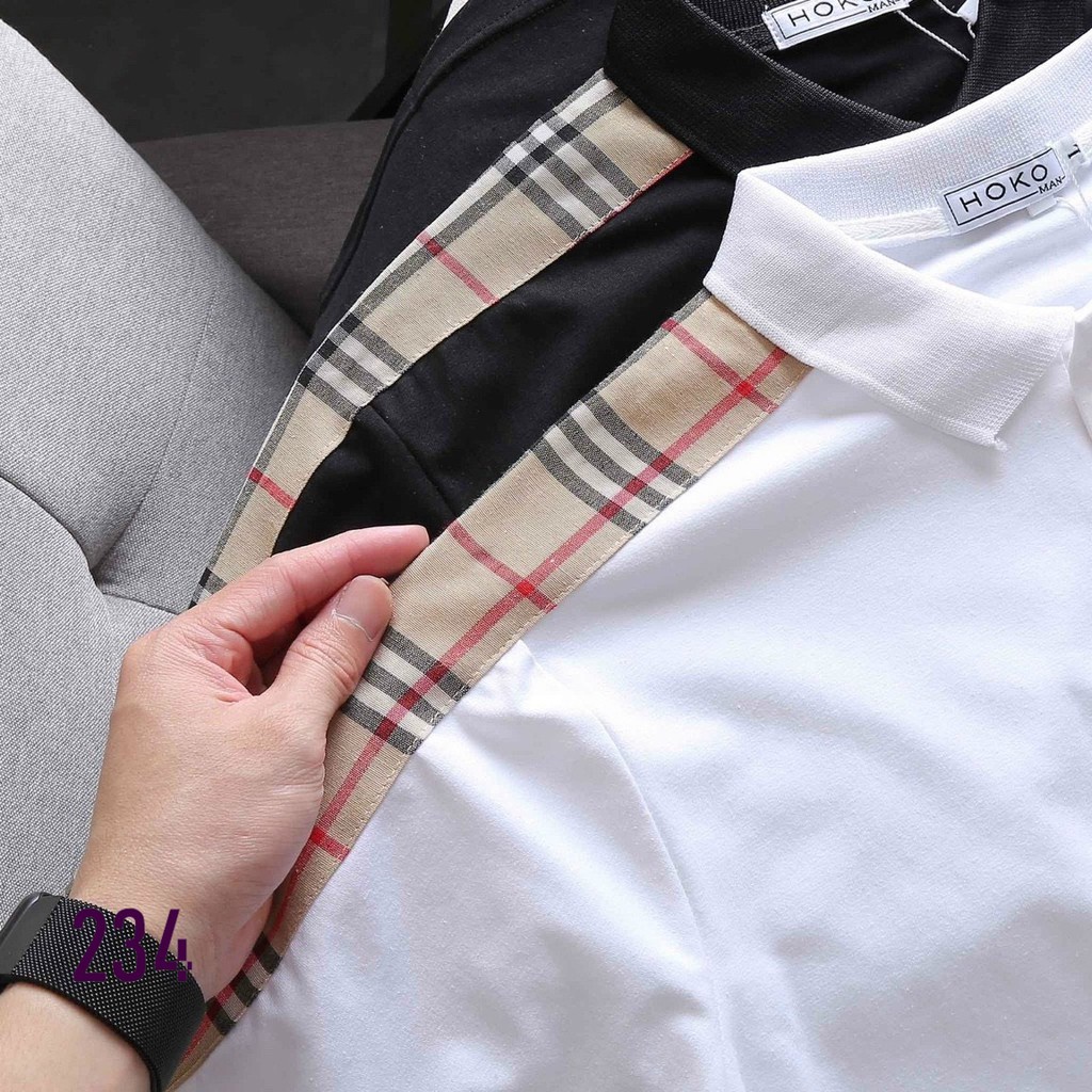 Áo Thun Nam Cổ Bẻ Polo Vai Sọc Kẻ Caro 234 Chất Liệu Cao Cấp Thấm Hút Mồ Hôi Phong Cách Trẻ Trung - Hazo